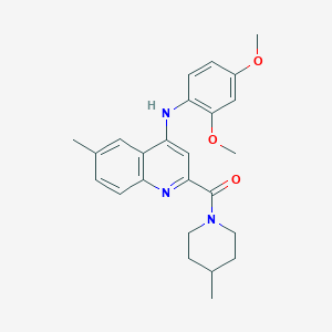 molecular formula C25H29N3O3 B2961855 N-(2,4-dimethoxyphenyl)-6-methyl-2-(4-methylpiperidine-1-carbonyl)quinolin-4-amine CAS No. 1251618-72-0