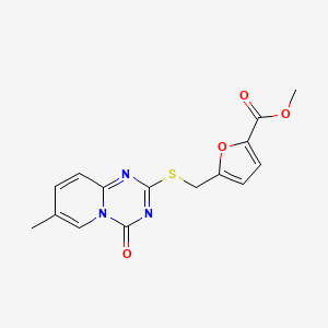 molecular formula C15H13N3O4S B2961857 methyl 5-[({7-methyl-4-oxo-4H-pyrido[1,2-a][1,3,5]triazin-2-yl}sulfanyl)methyl]furan-2-carboxylate CAS No. 896323-89-0