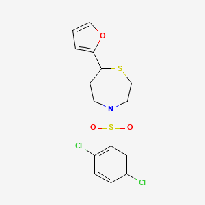 molecular formula C15H15Cl2NO3S2 B2961878 4-((2,5-Dichlorophenyl)sulfonyl)-7-(furan-2-yl)-1,4-thiazepane CAS No. 1705517-93-6
