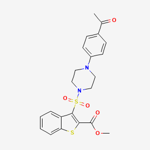 molecular formula C22H22N2O5S2 B2961886 Methyl 3-((4-(4-acetylphenyl)piperazin-1-yl)sulfonyl)benzo[b]thiophene-2-carboxylate CAS No. 932354-03-5