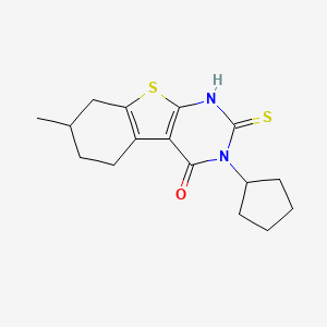 4-Cyclopentyl-11-methyl-5-sulfanyl-8-thia-4,6-diazatricyclo[7.4.0.0^{2,7}]trideca-1(9),2(7),5-trien-3-one