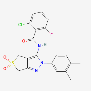 2-chloro-N-(2-(3,4-dimethylphenyl)-5,5-dioxido-4,6-dihydro-2H-thieno[3,4-c]pyrazol-3-yl)-6-fluorobenzamide