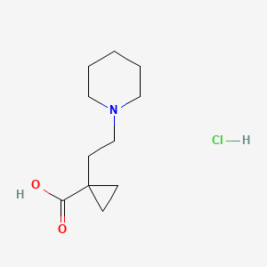 molecular formula C11H20ClNO2 B2961902 1-(2-Piperidin-1-ylethyl)cyclopropane-1-carboxylic acid;hydrochloride CAS No. 2253632-58-3