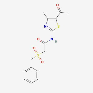 molecular formula C15H16N2O4S2 B2961932 N-(5-acetyl-4-methylthiazol-2-yl)-2-(benzylsulfonyl)acetamide CAS No. 923387-82-0