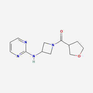 molecular formula C12H16N4O2 B2961948 N-[1-(oxolane-3-carbonyl)azetidin-3-yl]pyrimidin-2-amine CAS No. 2034223-33-9