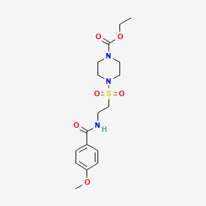 molecular formula C17H25N3O6S B2961964 Ethyl 4-((2-(4-methoxybenzamido)ethyl)sulfonyl)piperazine-1-carboxylate CAS No. 899967-49-8