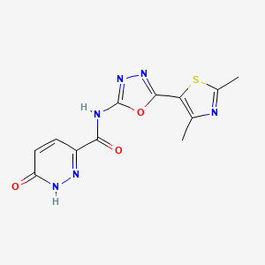 molecular formula C12H10N6O3S B2961971 N-(5-(2,4-dimethylthiazol-5-yl)-1,3,4-oxadiazol-2-yl)-6-oxo-1,6-dihydropyridazine-3-carboxamide CAS No. 1323550-02-2