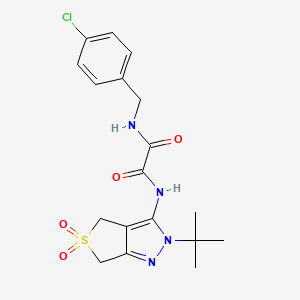 molecular formula C18H21ClN4O4S B2961974 N-{2-tert-butyl-5,5-dioxo-2H,4H,6H-5lambda6-thieno[3,4-c]pyrazol-3-yl}-N'-[(4-chlorophenyl)methyl]ethanediamide CAS No. 899945-02-9