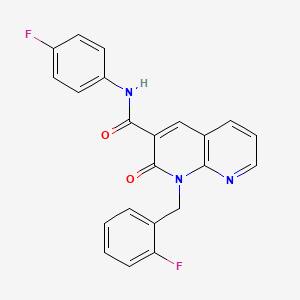 molecular formula C22H15F2N3O2 B2962005 N-(4-fluorophenyl)-1-[(2-fluorophenyl)methyl]-2-oxo-1,2-dihydro-1,8-naphthyridine-3-carboxamide CAS No. 1005306-68-2
