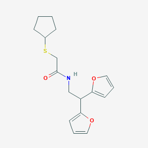 molecular formula C17H21NO3S B2962031 N-[2,2-bis(furan-2-yl)ethyl]-2-(cyclopentylsulfanyl)acetamide CAS No. 2415514-23-5