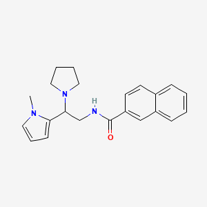 molecular formula C22H25N3O B2962044 N-(2-(1-methyl-1H-pyrrol-2-yl)-2-(pyrrolidin-1-yl)ethyl)-2-naphthamide CAS No. 1049489-97-5
