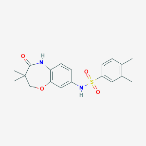 molecular formula C19H22N2O4S B2962070 N-(3,3-dimethyl-4-oxo-2,3,4,5-tetrahydrobenzo[b][1,4]oxazepin-8-yl)-3,4-dimethylbenzenesulfonamide CAS No. 922125-48-2