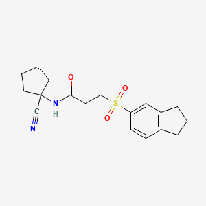 molecular formula C18H22N2O3S B2962093 N-(1-Cyanocyclopentyl)-3-(2,3-dihydro-1H-inden-5-ylsulfonyl)propanamide CAS No. 1436166-35-6
