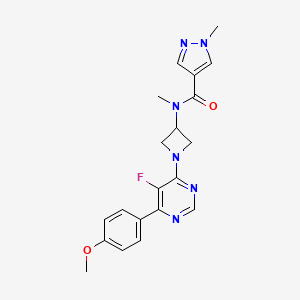 molecular formula C20H21FN6O2 B2962095 N-{1-[5-fluoro-6-(4-methoxyphenyl)pyrimidin-4-yl]azetidin-3-yl}-N,1-dimethyl-1H-pyrazole-4-carboxamide CAS No. 2380193-69-9