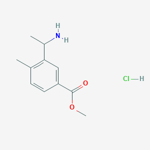 molecular formula C11H16ClNO2 B2962097 Methyl 3-(1-aminoethyl)-4-methylbenzoate hydrochloride CAS No. 2155852-86-9
