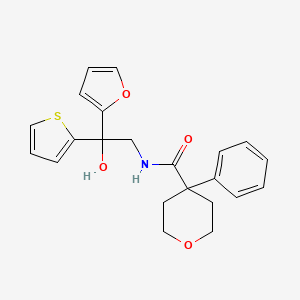 molecular formula C22H23NO4S B2962113 N-[2-(furan-2-yl)-2-hydroxy-2-(thiophen-2-yl)ethyl]-4-phenyloxane-4-carboxamide CAS No. 1903165-95-6