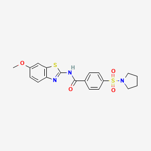 molecular formula C19H19N3O4S2 B2962122 N-(6-METHOXY-1,3-BENZOTHIAZOL-2-YL)-4-(PYRROLIDINE-1-SULFONYL)BENZAMIDE CAS No. 313973-13-6