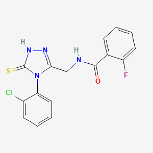 molecular formula C16H12ClFN4OS B2962135 N-((4-(2-chlorophenyl)-5-thioxo-4,5-dihydro-1H-1,2,4-triazol-3-yl)methyl)-2-fluorobenzamide CAS No. 392247-47-1