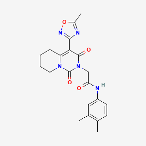molecular formula C21H23N5O4 B2962161 N-(3,4-dimethylphenyl)-2-[4-(5-methyl-1,2,4-oxadiazol-3-yl)-1,3-dioxo-1H,2H,3H,5H,6H,7H,8H-pyrido[1,2-c]pyrimidin-2-yl]acetamide CAS No. 1775553-89-3
