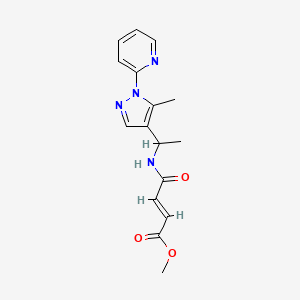 molecular formula C16H18N4O3 B2962225 Methyl (E)-4-[1-(5-methyl-1-pyridin-2-ylpyrazol-4-yl)ethylamino]-4-oxobut-2-enoate CAS No. 2411330-34-0