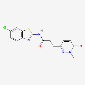 molecular formula C15H13ClN4O2S B2962291 N-(6-chloro-1,3-benzothiazol-2-yl)-3-(1-methyl-6-oxo-1,6-dihydropyridazin-3-yl)propanamide CAS No. 1797727-74-2