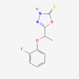 molecular formula C10H9FN2O2S B2962296 5-[1-(2-Fluorophenoxy)ethyl]-1,3,4-oxadiazole-2-thiol CAS No. 857041-75-9