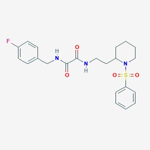 molecular formula C22H26FN3O4S B2962316 N1-(4-fluorobenzyl)-N2-(2-(1-(phenylsulfonyl)piperidin-2-yl)ethyl)oxalamide CAS No. 898444-52-5