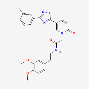 molecular formula C26H26N4O5 B2962326 N-[2-(3,4-dimethoxyphenyl)ethyl]-2-{5-[3-(3-methylphenyl)-1,2,4-oxadiazol-5-yl]-2-oxo-1,2-dihydropyridin-1-yl}acetamide CAS No. 1326807-57-1