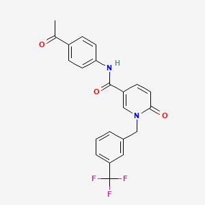 molecular formula C22H17F3N2O3 B2962334 N-(4-ACETYLPHENYL)-6-OXO-1-{[3-(TRIFLUOROMETHYL)PHENYL]METHYL}-1,6-DIHYDROPYRIDINE-3-CARBOXAMIDE CAS No. 1004393-42-3