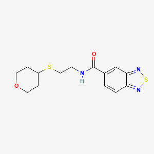 molecular formula C14H17N3O2S2 B2962357 N-[2-(oxan-4-ylsulfanyl)ethyl]-2,1,3-benzothiadiazole-5-carboxamide CAS No. 2034263-16-4