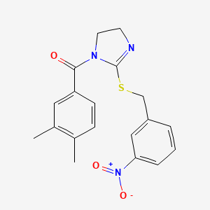 molecular formula C19H19N3O3S B2962415 1-(3,4-dimethylbenzoyl)-2-{[(3-nitrophenyl)methyl]sulfanyl}-4,5-dihydro-1H-imidazole CAS No. 851808-51-0