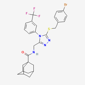 molecular formula C28H28BrF3N4OS B2962436 N-[(5-{[(4-bromophenyl)methyl]sulfanyl}-4-[3-(trifluoromethyl)phenyl]-4H-1,2,4-triazol-3-yl)methyl]adamantane-1-carboxamide CAS No. 476442-41-8