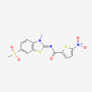 molecular formula C14H11N3O5S3 B2962455 N-[(2Z)-6-methanesulfonyl-3-methyl-2,3-dihydro-1,3-benzothiazol-2-ylidene]-5-nitrothiophene-2-carboxamide CAS No. 683237-77-6