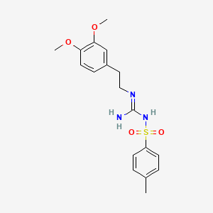 molecular formula C18H23N3O4S B2962489 N-(N-(3,4-dimethoxyphenethyl)carbamimidoyl)-4-methylbenzenesulfonamide CAS No. 869075-50-3
