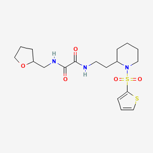 molecular formula C18H27N3O5S2 B2962564 N-[(oxolan-2-yl)methyl]-N'-{2-[1-(thiophene-2-sulfonyl)piperidin-2-yl]ethyl}ethanediamide CAS No. 898425-72-4