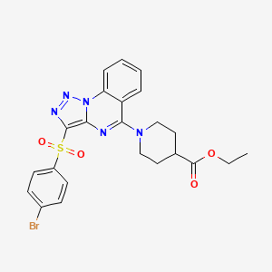 molecular formula C23H22BrN5O4S B2962575 ETHYL 1-[3-(4-BROMOBENZENESULFONYL)-[1,2,3]TRIAZOLO[1,5-A]QUINAZOLIN-5-YL]PIPERIDINE-4-CARBOXYLATE CAS No. 895640-37-6