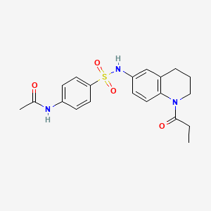 molecular formula C20H23N3O4S B2962577 N-{4-[(1-propanoyl-1,2,3,4-tetrahydroquinolin-6-yl)sulfamoyl]phenyl}acetamide CAS No. 954000-53-4