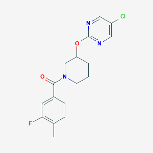 molecular formula C17H17ClFN3O2 B2962622 5-chloro-2-{[1-(3-fluoro-4-methylbenzoyl)piperidin-3-yl]oxy}pyrimidine CAS No. 2034475-73-3