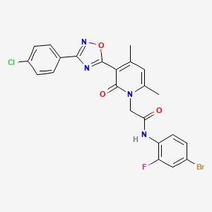 molecular formula C23H17BrClFN4O3 B2962629 N-(4-bromo-2-fluorophenyl)-2-(3-(3-(4-chlorophenyl)-1,2,4-oxadiazol-5-yl)-4,6-dimethyl-2-oxopyridin-1(2H)-yl)acetamide CAS No. 1260708-34-6