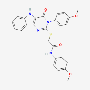 molecular formula C26H22N4O4S B2962630 N-(4-methoxyphenyl)-2-((3-(4-methoxyphenyl)-4-oxo-4,5-dihydro-3H-pyrimido[5,4-b]indol-2-yl)thio)acetamide CAS No. 536707-35-4