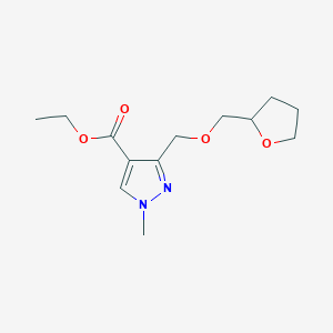 molecular formula C13H20N2O4 B2962651 Ethyl 1-methyl-3-(oxolan-2-ylmethoxymethyl)pyrazole-4-carboxylate CAS No. 1975118-81-0