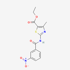 molecular formula C14H13N3O5S B2962676 ETHYL 4-METHYL-2-(3-NITROBENZAMIDO)-1,3-THIAZOLE-5-CARBOXYLATE CAS No. 313262-15-6