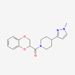 (2,3-dihydrobenzo[b][1,4]dioxin-2-yl)(4-(1-methyl-1H-pyrazol-3-yl)piperidin-1-yl)methanone