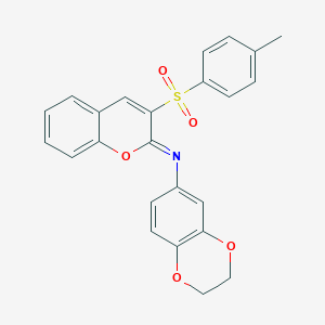 molecular formula C24H19NO5S B2962715 N-[(2Z)-3-(4-methylbenzenesulfonyl)-2H-chromen-2-ylidene]-2,3-dihydro-1,4-benzodioxin-6-amine CAS No. 1164507-63-4