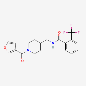 molecular formula C19H19F3N2O3 B2962725 N-((1-(furan-3-carbonyl)piperidin-4-yl)methyl)-2-(trifluoromethyl)benzamide CAS No. 1396766-88-3