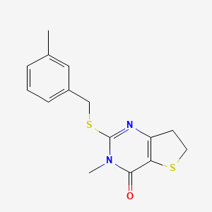 B2962747 3-Methyl-2-[(3-methylphenyl)methylsulfanyl]-6,7-dihydrothieno[3,2-d]pyrimidin-4-one CAS No. 869076-18-6