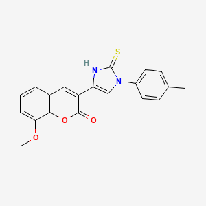 8-methoxy-3-[3-(4-methylphenyl)-2-sulfanylidene-1H-imidazol-5-yl]chromen-2-one