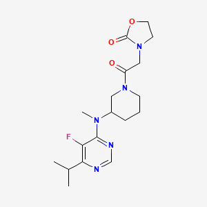 3-[2-[3-[(5-Fluoro-6-propan-2-ylpyrimidin-4-yl)-methylamino]piperidin-1-yl]-2-oxoethyl]-1,3-oxazolidin-2-one