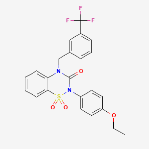 molecular formula C23H19F3N2O4S B2962794 2-(4-ethoxyphenyl)-4-(3-(trifluoromethyl)benzyl)-2H-benzo[e][1,2,4]thiadiazin-3(4H)-one 1,1-dioxide CAS No. 893790-19-7