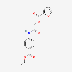 molecular formula C16H15NO6 B2962802 2-((4-(Ethoxycarbonyl)phenyl)amino)-2-oxoethyl furan-2-carboxylate CAS No. 380191-77-5